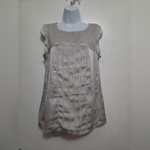 Ann Taylor Loft White Sequin Sleeveless Top Medium